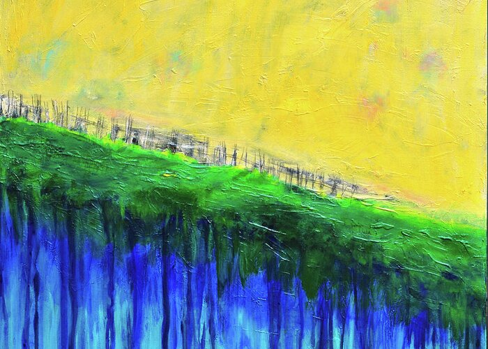 Abstract Earth Painting Greeting Card featuring the painting Serenity of Nature by Haleh Mahbod