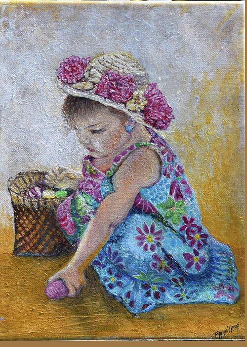 Easter Greeting Card featuring the painting The Easter Bonnet by Toni Willey