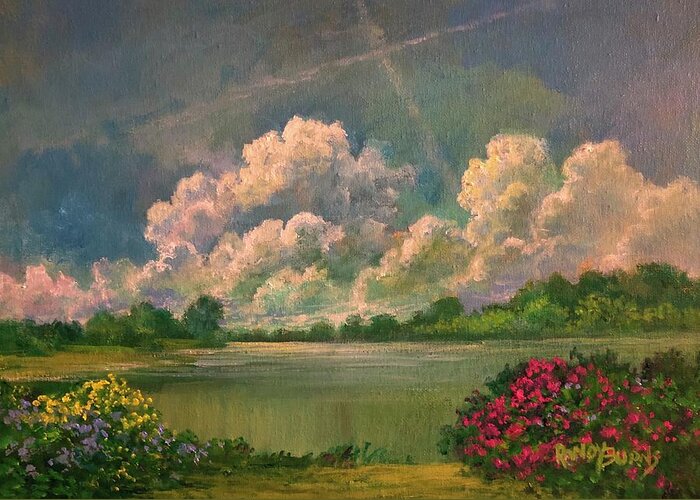 Sky Greeting Card featuring the painting The Effulgent Splendor by Rand Burns