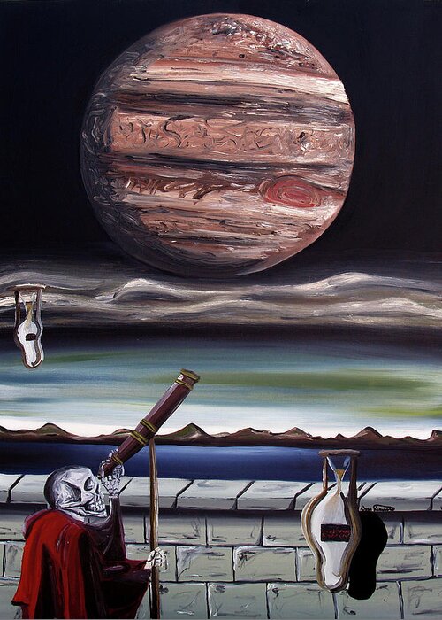 Jupiter Greeting Card featuring the painting The Eternal Staring Contest by Ryan Demaree