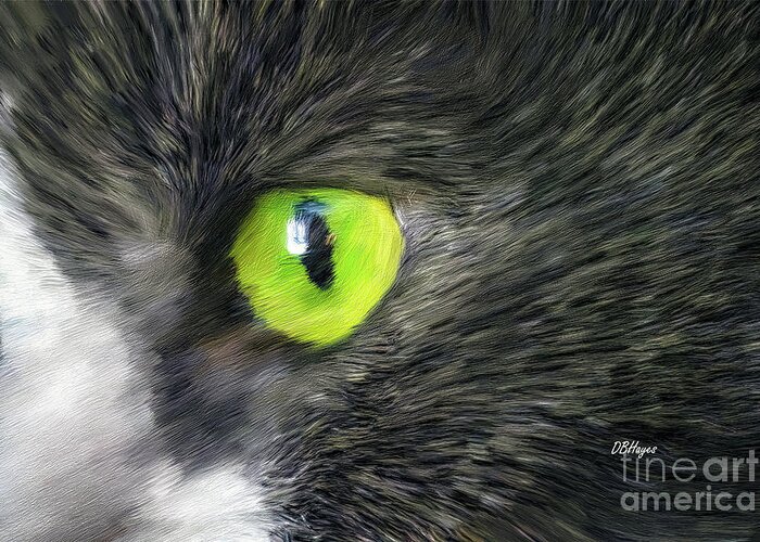 Cats Greeting Card featuring the mixed media The Eye of a Cat in Oil by DB Hayes