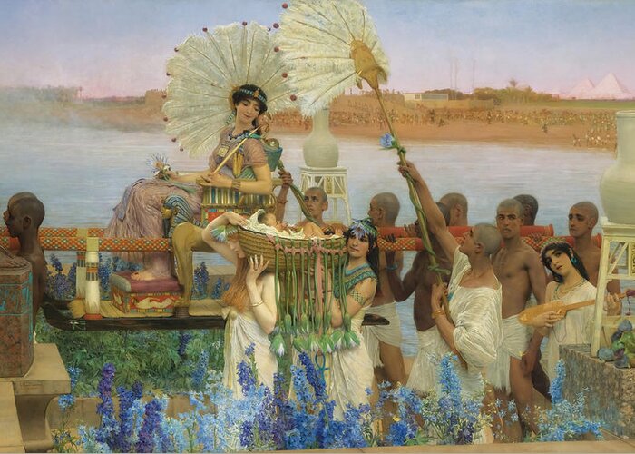 Lawrence Alma-tadema Greeting Card featuring the painting The Finding of Moses by Lawrence Alm Tadema