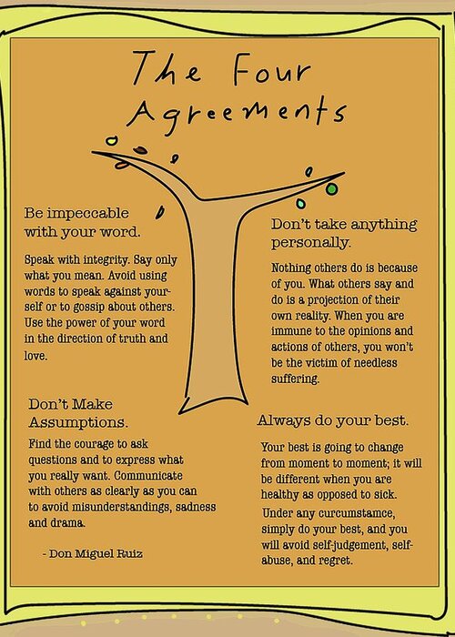 Quotations Greeting Card featuring the digital art The four agreements by Ashley Rice