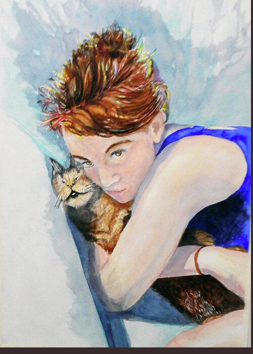 Cat Greeting Card featuring the painting The Friend by Barbara F Johnson
