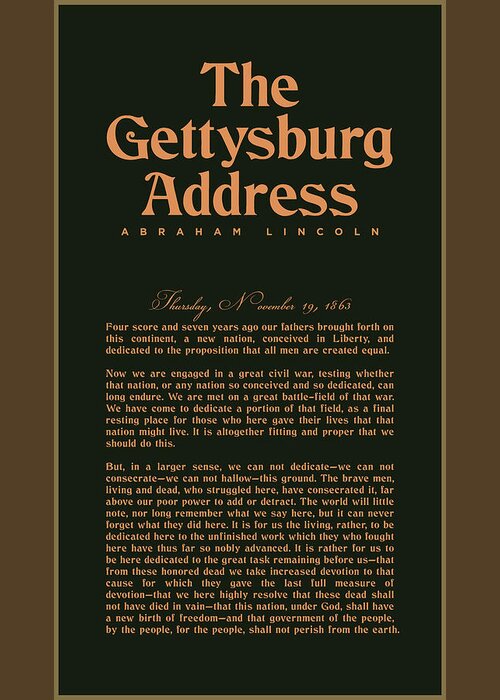 Gettysburg Address Greeting Card featuring the digital art The Gettysburg Address Print - Abraham Lincoln Speech - American History Poster 02 by Studio Grafiikka