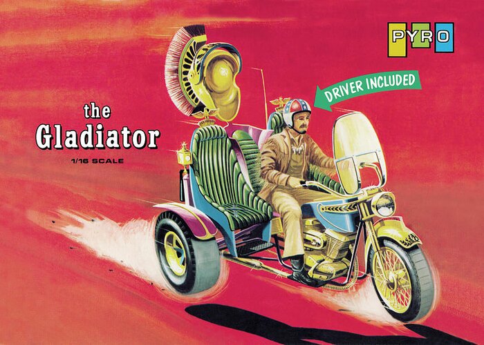 Vintage Toy Posters Greeting Card featuring the drawing The Gladiator - Driver Included by Vintage Toy Posters