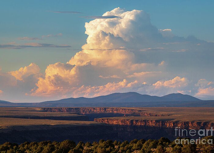 Taos Greeting Card featuring the photograph The Gorge with Cumulonimbus Clouds by Elijah Rael