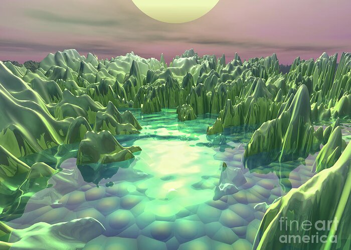 Macro Greeting Card featuring the digital art The Green Planet by Phil Perkins