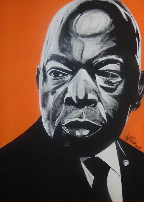John Lewis Greeting Card featuring the painting The Heartbeat of Congress by Antonio Moore
