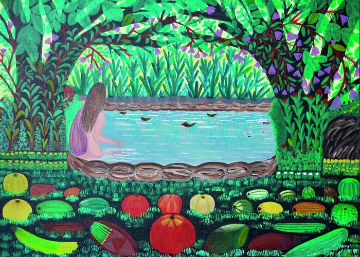 All Products Greeting Card featuring the painting The Hidden Water by Lorna Maza