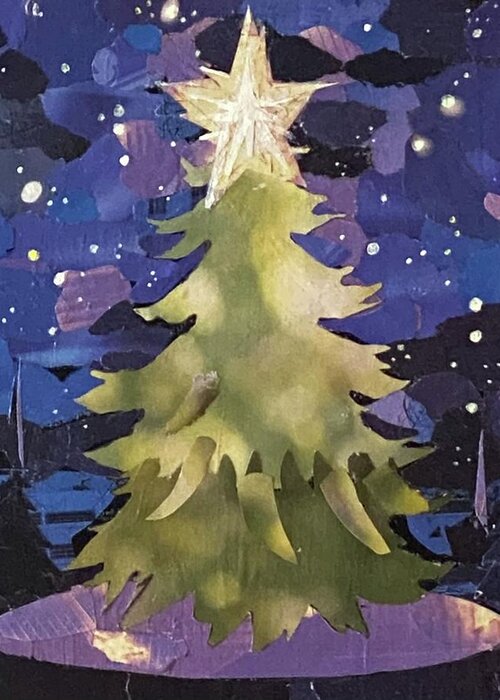 Christmas Greeting Card featuring the mixed media The Holy Tree by Robin Birrell