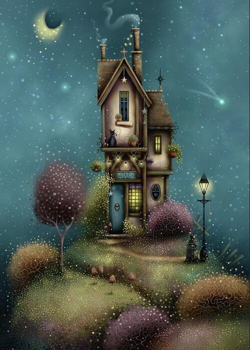 Magic House Greeting Card featuring the painting The House of a Thousand Stars by Joe Gilronan