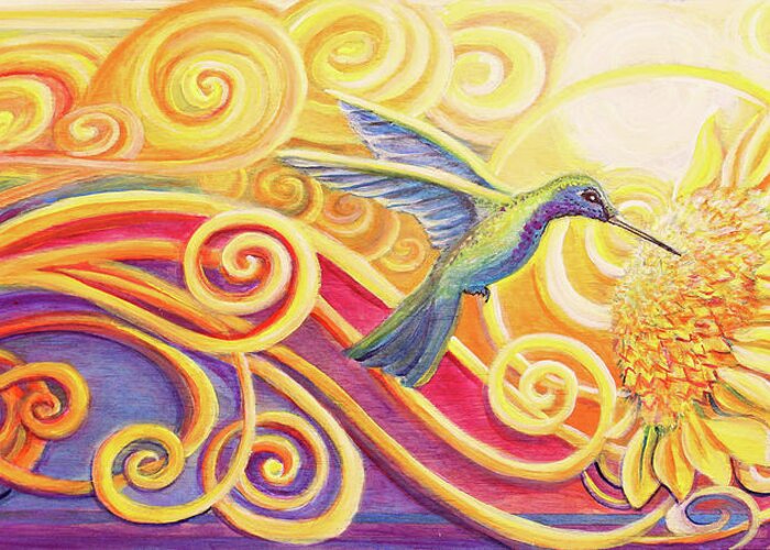 Hummingbird Greeting Card featuring the painting The Hummingbird by David Sockrider