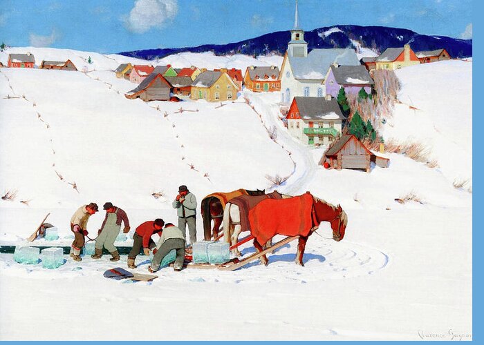 Painting Greeting Card featuring the painting The Ice Harvest by Mountain Dreams