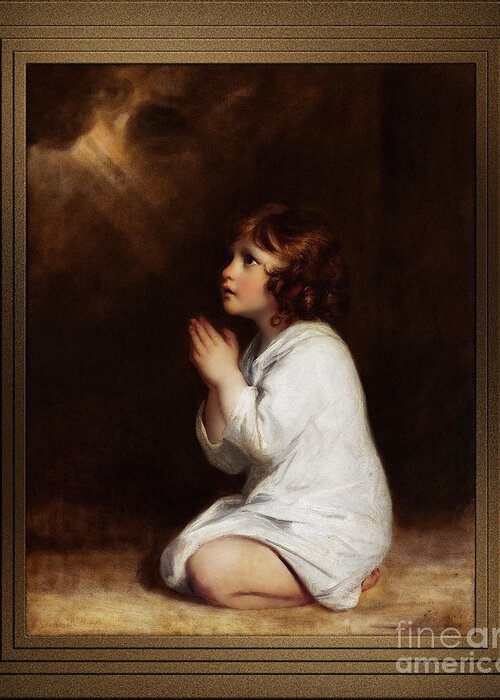 The Infant Samuel Greeting Card featuring the painting The Infant Samuel by Joshua Reynolds Remastered Xzendor7 Fine Art Classical Reproductions by Xzendor7