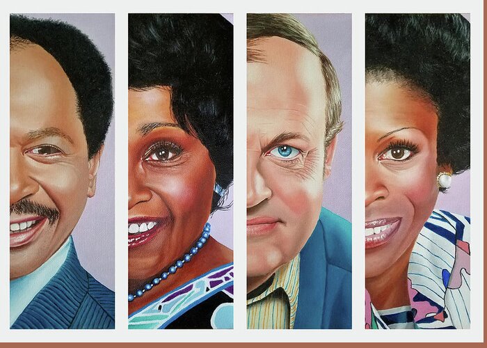 Tv Sitcom Greeting Card featuring the painting The Jeffersons by Vic Ritchey