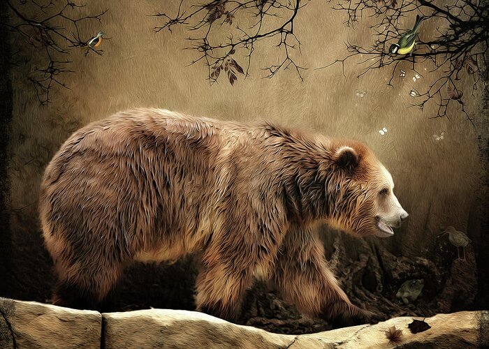 Grizzly Bear Greeting Card featuring the digital art The Journey by Maggy Pease
