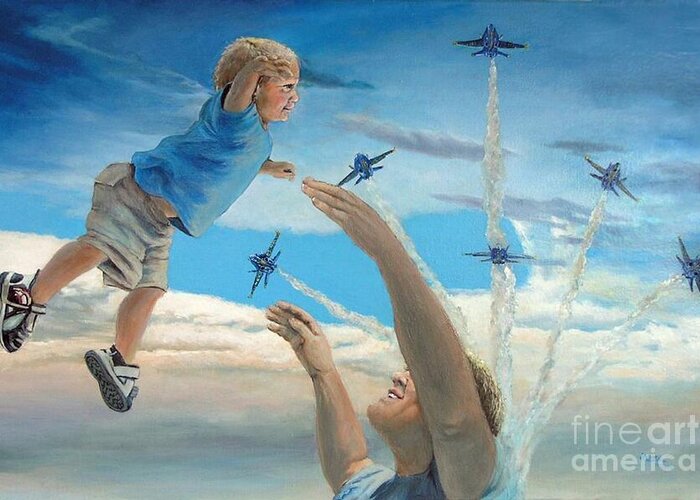 Play Greeting Card featuring the painting The Joy of Flight by Merana Cadorette