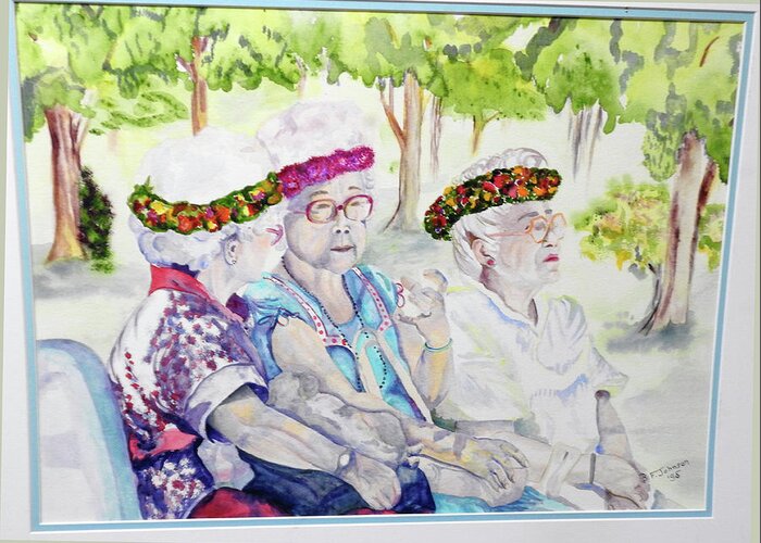 Kapiolani Park Greeting Card featuring the painting The Judges by Barbara F Johnson