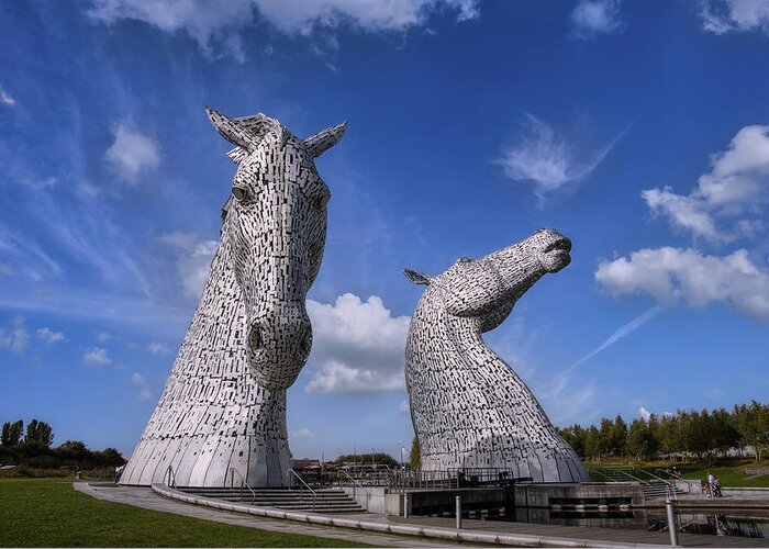 Landscape Greeting Card featuring the photograph The Kelpies 3 by Micah Offman