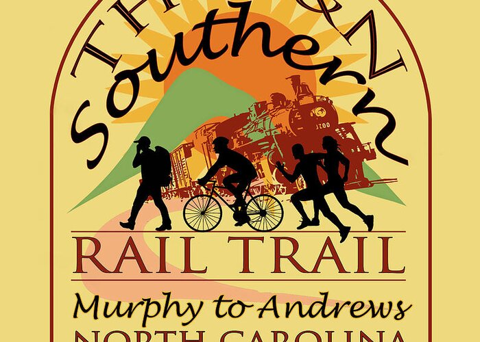 Train Greeting Card featuring the photograph The L and N Southern Rail Trail Runners Cyclists Hikers by Debra and Dave Vanderlaan