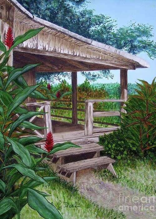 House Greeting Card featuring the painting The Lanai by Mary Deal