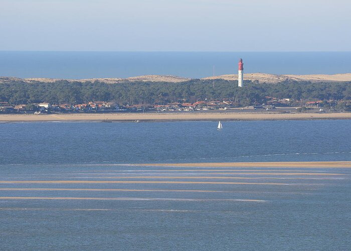 Cap Ferret Greeting Card featuring the photograph The Lighthouse Of Cap Ferret On The French Bassin D'arcachon by Eric BRENAC
