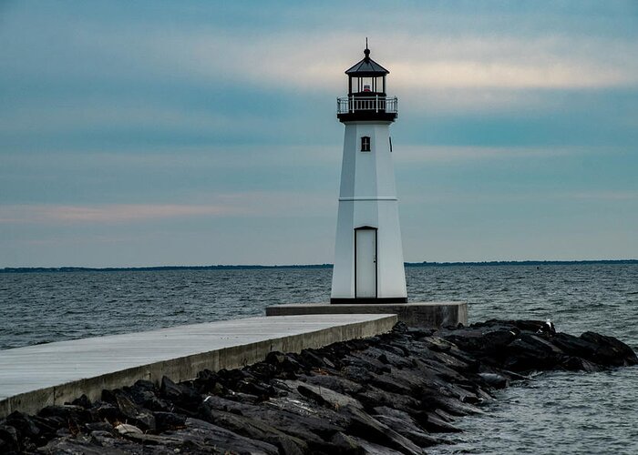 Jetty Greeting Card featuring the photograph The Little Lighthouse by Cathy Kovarik