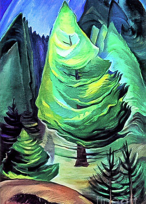 The Little Pine Greeting Card featuring the painting The Little Pine by Emily Carr 1945 by Emily Carr