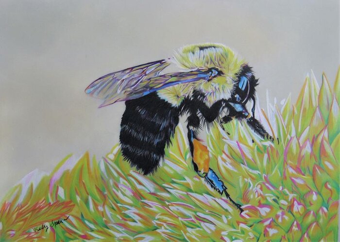 Bee Greeting Card featuring the drawing The Look and Feel by Kelly Speros