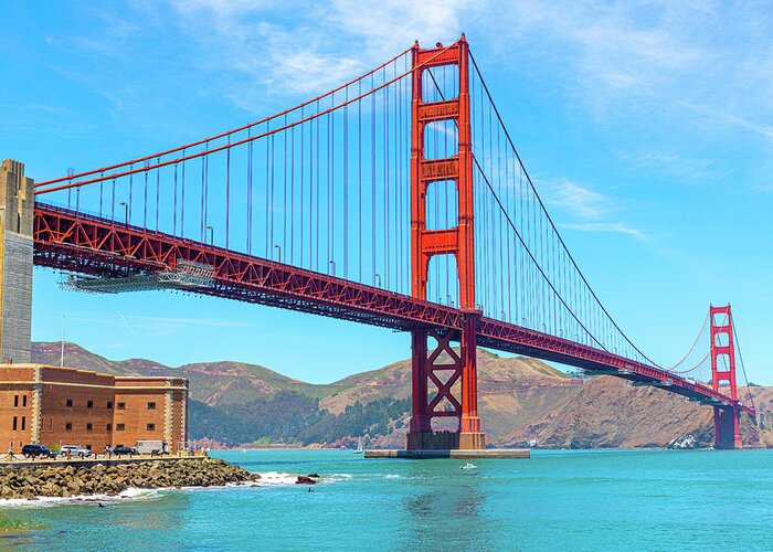 Golden Gate Bridge Greeting Card featuring the photograph The Lovely Golden Gate Bridge by Bonnie Follett