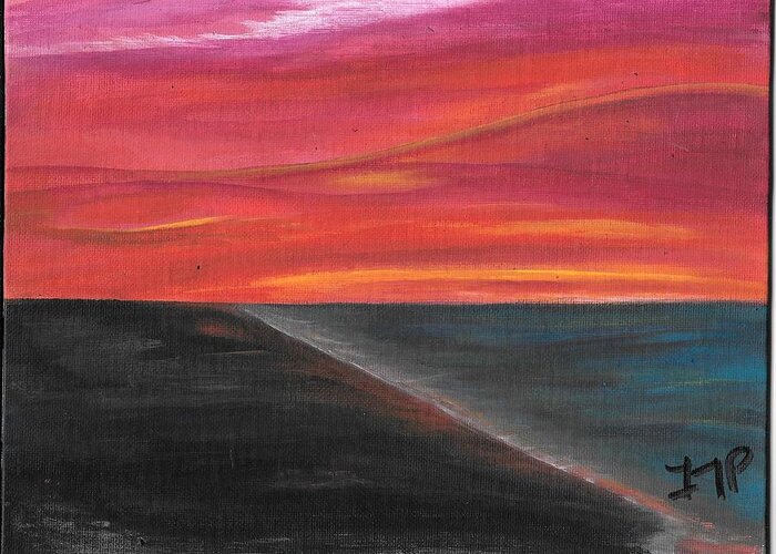 Sky. Sunset Greeting Card featuring the painting The Meeting by Esoteric Gardens KN