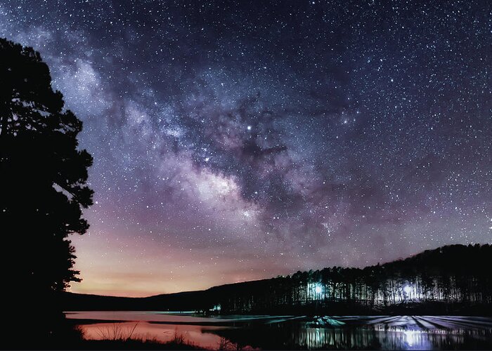 Milky Way Greeting Card featuring the photograph The Milky Way Over Cove Lake by James Barber