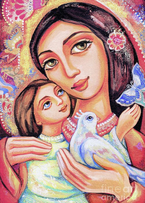 Mother And Child Greeting Card featuring the painting The Miracle of Love by Eva Campbell