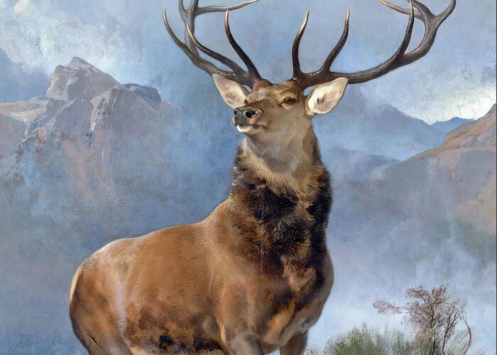 Monarch Greeting Card featuring the painting The Monarch of the Glen by Long Shot