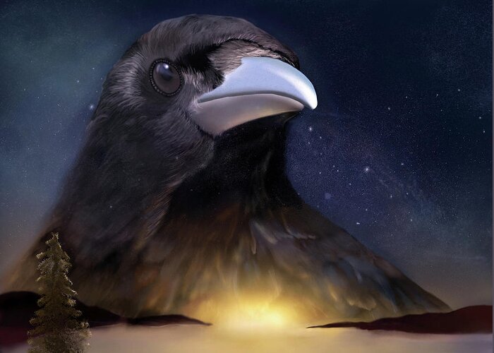 Crow Greeting Card featuring the digital art The Night Watch by Sand And Chi