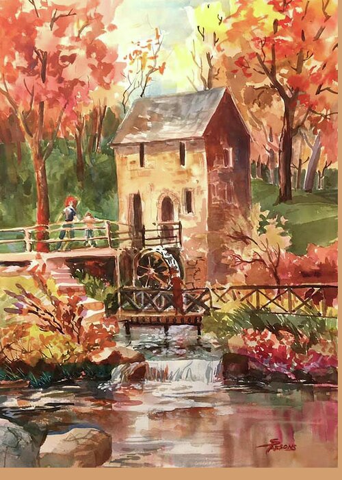 Parsons Greeting Card featuring the painting The Old Mill #3 by Sheila Parsons