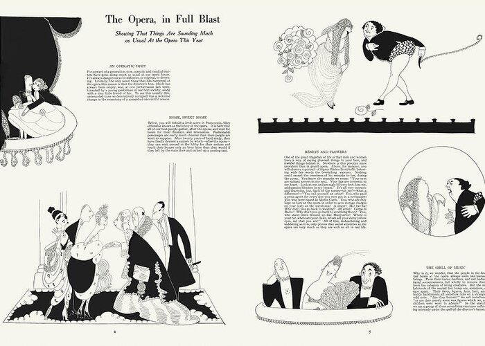 Anne Fish Greeting Card featuring the drawing The Opera in Full Blast, from High Society. By Anne Fish 1920 by Ikonographia - Anne Fish