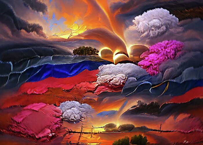 The Pastures Of Heaven Greeting Card featuring the painting The Pastures of Heaven by Sergey Bezhinets
