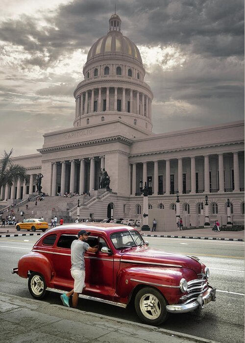 Cuba Greeting Card featuring the photograph The People at the Capitolio by Micah Offman