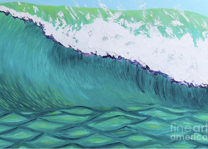 Surf Greeting Card featuring the painting The Perfect Wave by Jenn C Lindquist