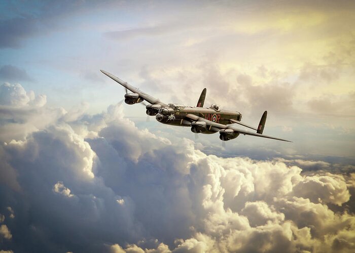 Avro Lancaster Bomber Greeting Card featuring the digital art The Phantom - Lancaster Bomber by Airpower Art