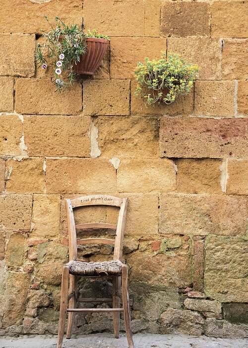 Italy Greeting Card featuring the photograph The Pilgrims Chair, Tuscany,Italy by Sarah Howard