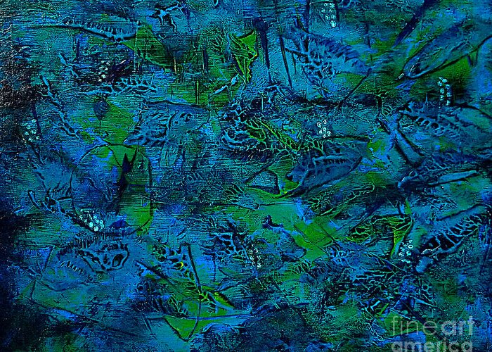 Fish Greeting Card featuring the painting The Pond by Tina Mitchell