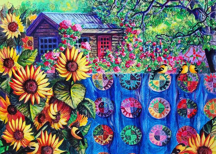 Potting Shed Greeting Card featuring the painting The Potting Shed by Diane Phalen