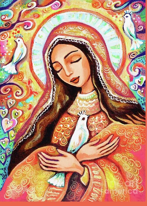 Christian Icon Greeting Card featuring the painting The Prayer of Mary by Eva Campbell