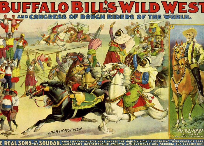 Western Greeting Card featuring the drawing The Real Sons of the Soudan by Buffalo Bill's Wild West Show Poster