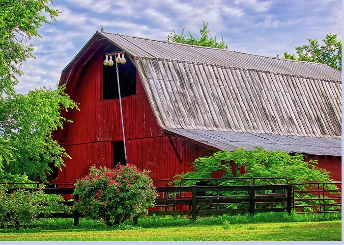 Red Barn Greeting Card featuring the photograph The Red Barn by Laura Vilandre