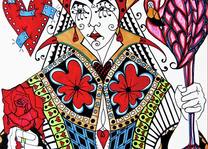 Queen Of Hearts Greeting Card featuring the painting The Red Queen by Jani Freimann