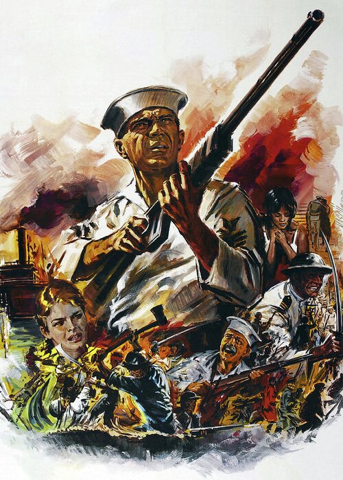 Sand Greeting Card featuring the painting ''The Sand Pebbles'', 1966, movie poster painting by Jean Mascii by Movie World Posters